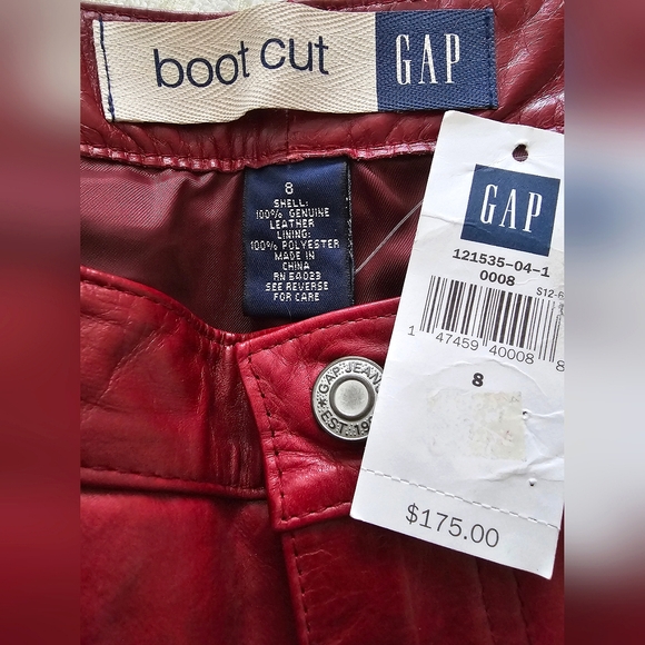GAP Genuine Leather Burgundy Pants Size 8 - Picture 3 of 4